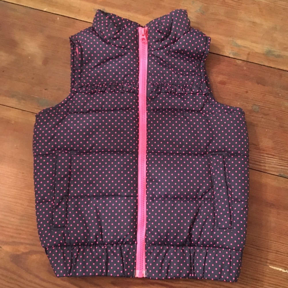 Navy Blue and Pink OshKosh Puff Vest - 2T